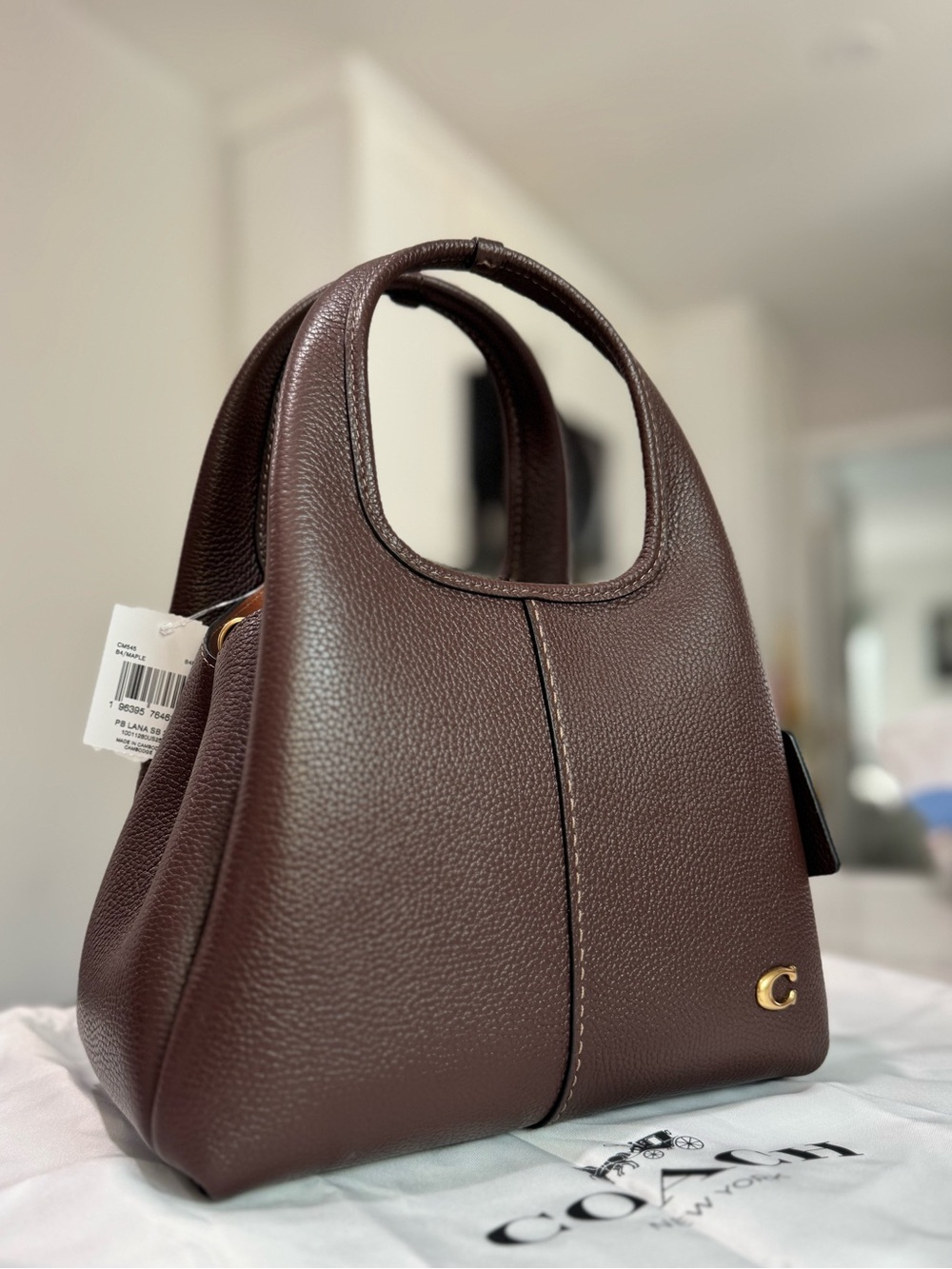 Coach Brown Pebbled Leather Shoulder Bag with Gold Hardware - Picture 2 of 6